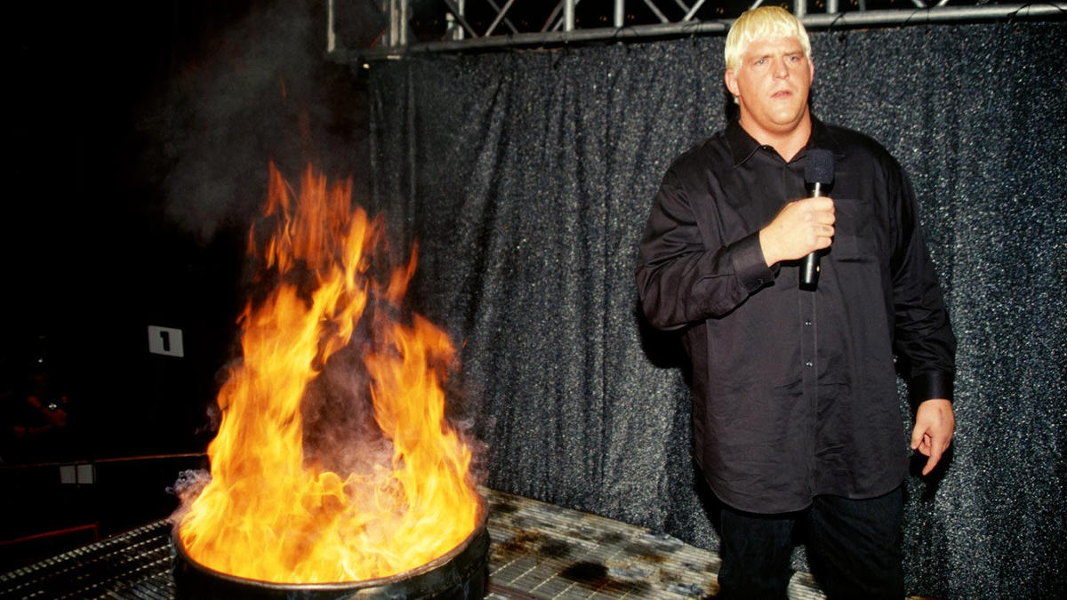 Dustin Runnels burns Goldust's attire