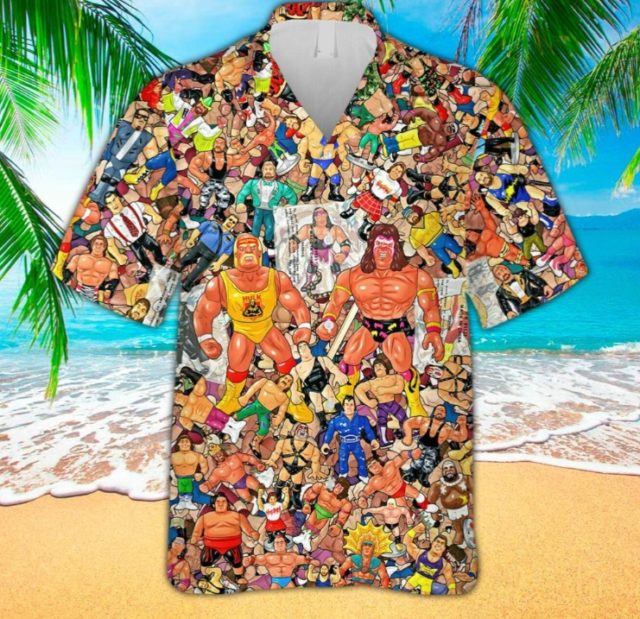 WWF Wrestling Figure Hawaiian shirt