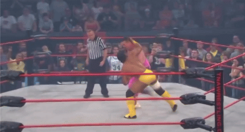 Jim Neidhart clotheslines Jay Lethal and falls down in TNA's Black Machismo Invitational