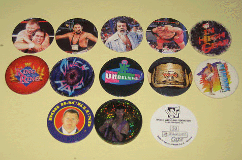 WWF Pogs laid out