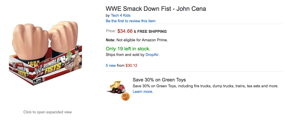 John Cena Rumble Fists Amazon listing