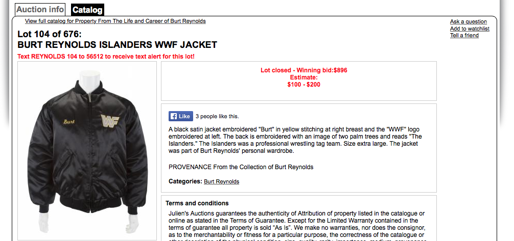 Burt Reynolds Personal Islanders Jacket | Someone Bought This?!