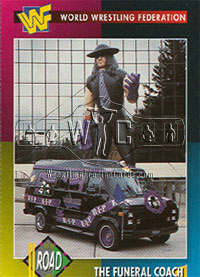 WWF Undertaker funeral coach and balloon trading card