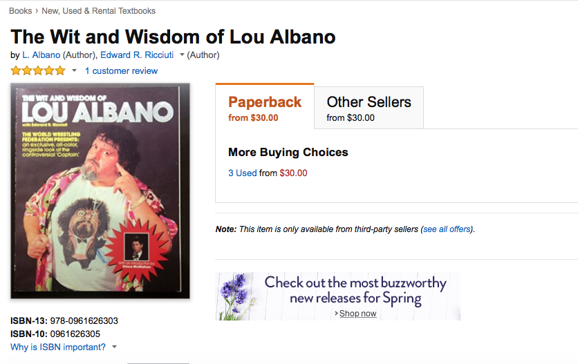 The Wit And Wisdom of Captain Lou Albano Amazon listing