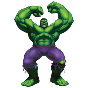 The Incredible Hulk arms raised