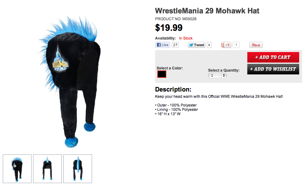 WrestleMania 29 Mohawk hat