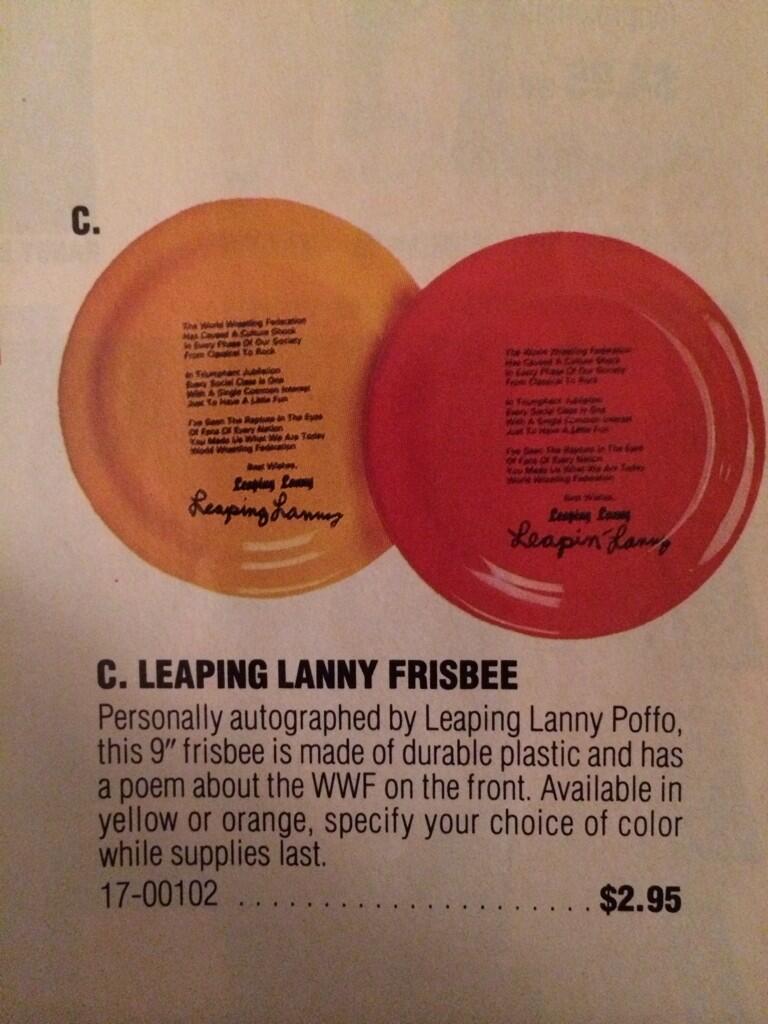 WWF Leapin' Lanny Poffo frisbees WWF Winter 1988 catalog
