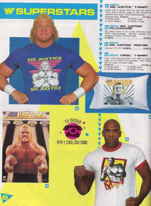 WWF catalog 1991 Virgil shirt Sid Justice pillowcase