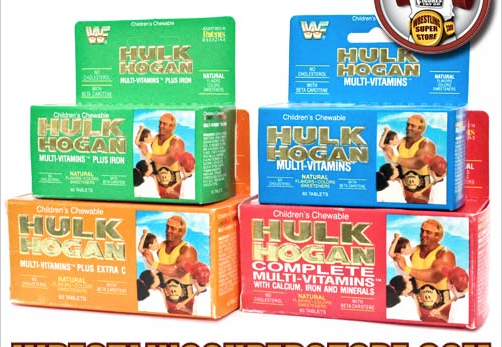 Hulk Hogan Vitamins display boxes