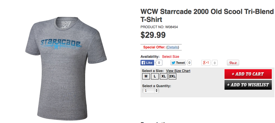WWE WCW Starrcade 2000 shirt