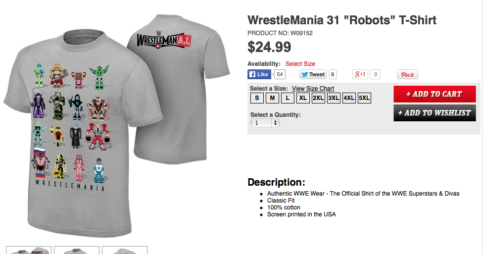 WrestleMania robots shirt