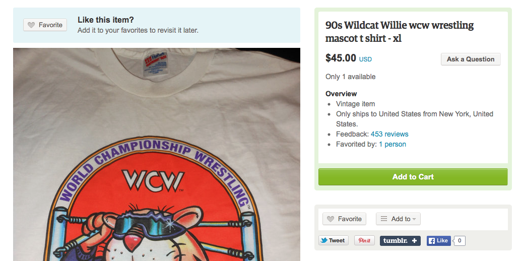WCW Wild Cat Willie shirt for sale price
