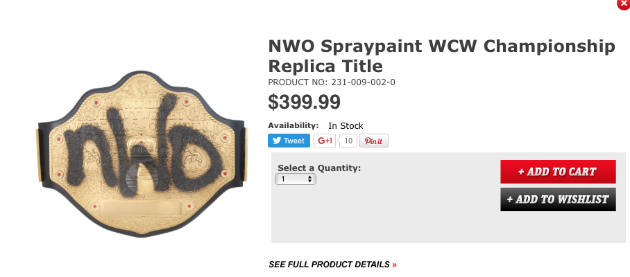 NWO spraypaint spray paint WCW World Heavyweight Championship title belt replica