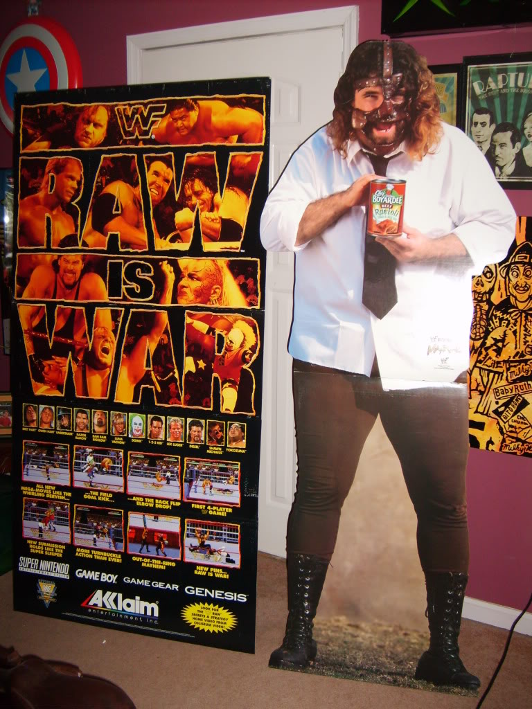 WWF Mankind Chef Boyardee pasta cardboard standee