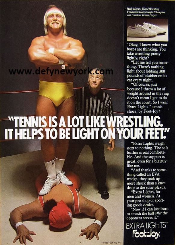 Hulk Hogan Foot-Joy tennis shoes ad
