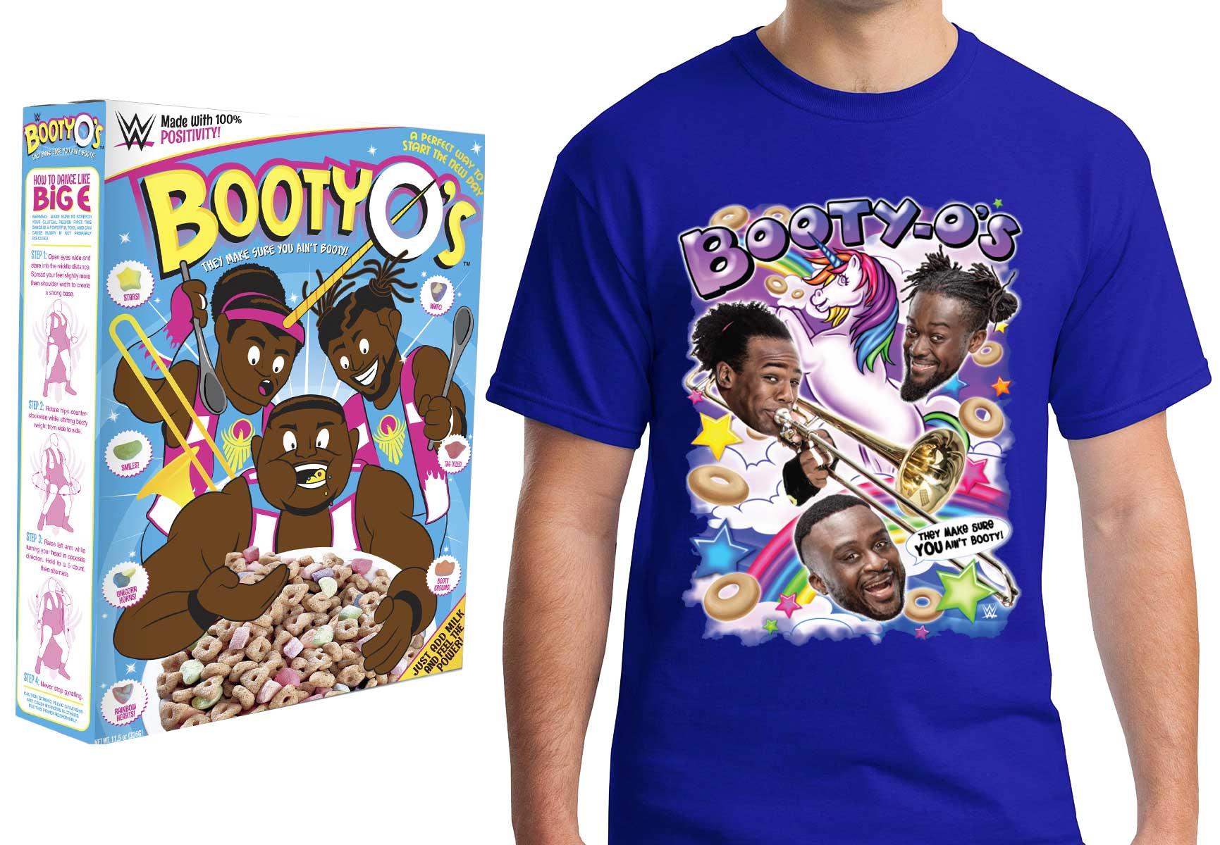 WWE New Day Booty O's cereal and t-shirt F.Y.E
