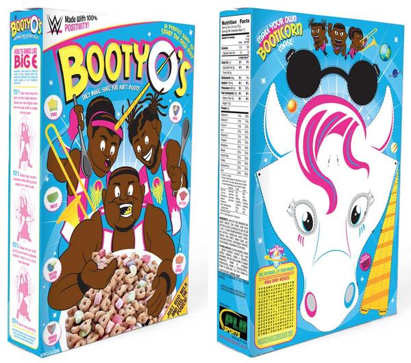 WWE New Day Booty O's cereal box front and back